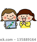 Child showing tablet to girl 135889164