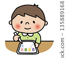 Child (boy) learning on a tablet 135889168