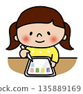Child (girl) learning on a tablet 135889169