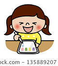 Child (girl) enjoying tablet learning 135889207