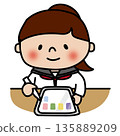 Junior high school girl studying on a tablet 135889209