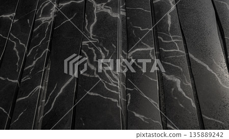 Abstract Black Marble Vertical Panel Texture Background 3d render. 135889242