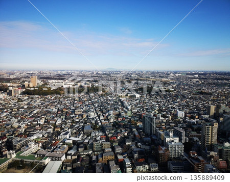 Mt. Tsukuba seen from Ichikawa city Mt. Tsukuba seen from Ichikawa city 135889409