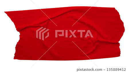 red crumpled torn tape isolated on transparent background. red crumpled torn tape isolated on transparent background. 135889412