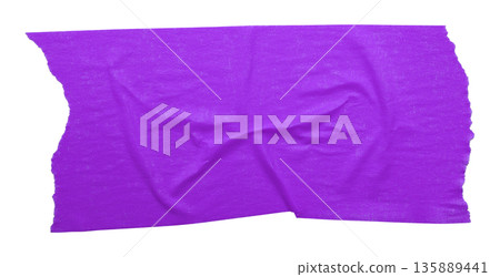 purple crumpled torn tape isolated on transparent background. 135889441