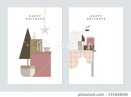 Holiday greeting template design, collage of decoration elements Holiday greeting template design, collage of decoration elements 135889606