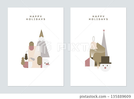 Holiday greeting template design, collage of decoration elements Holiday greeting template design, collage of decoration elements 135889609