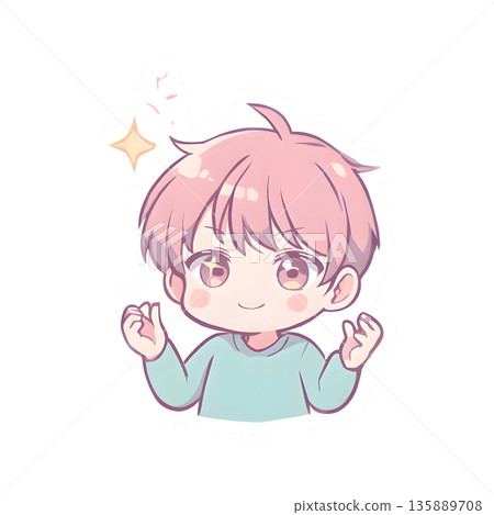 男孩（貼紙風格） 135889708
