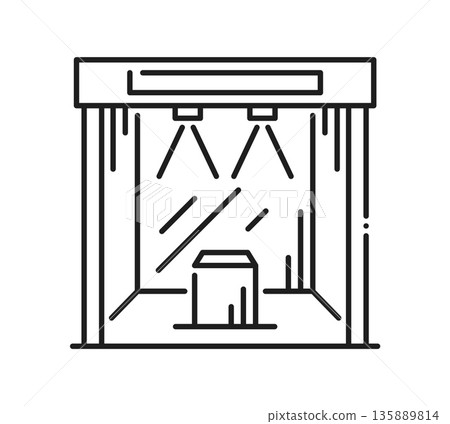 Trade show ad exhibition kiosk stand display line icon or pictogram. Retail exhibition kiosk thin line pictogram, promo light box linear vector sign. Fair advertising booth stand display outline icon Trade show ad exhibition kiosk stand display line icon or pictogram. Retail exhibition kiosk thin line pictogram, promo light box linear vector sign. Fair advertising booth stand display outline icon 135889814