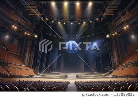 遊戲背景:舞台與觀眾席以未來星球為主題 遊戲背景:舞台與觀眾席以未來星球為主題 135889822