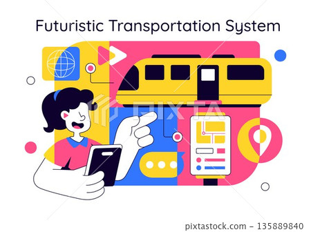 Futuristic Transportation System Vector Illustration Featuring Smart Mobility, Autonomous Vehicles, And Urban Infrastructure With Flat Background Futuristic Transportation System Vector Illustration Featuring Smart Mobility, Autonomous Vehicles, And Urban Infrastructure With Flat Background 135889840