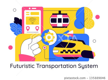 Futuristic Transportation System Vector Illustration Featuring Smart Mobility, Autonomous Vehicles, And Urban Infrastructure With Flat Background Futuristic Transportation System Vector Illustration Featuring Smart Mobility, Autonomous Vehicles, And Urban Infrastructure With Flat Background 135889846