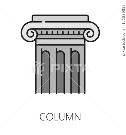 Museum art gallery and exhibition color line icon of ancient architecture, vector pictogram. Museum antique archeology exhibit or history and culture art gallery icon of ancient Greek column building 135889885