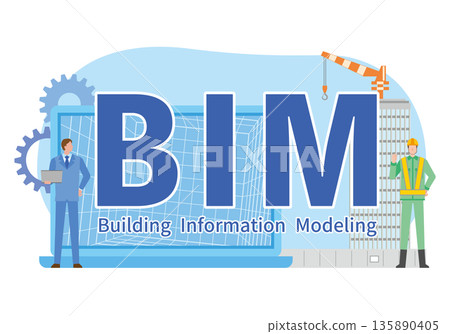 BIM字母插圖和人 BIM字母插圖和人 135890405