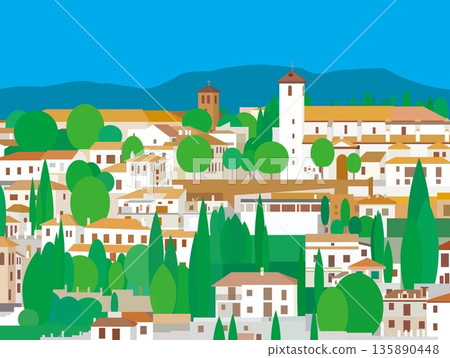 西班牙安達盧西亞格拉納達的夏日景色 135890448