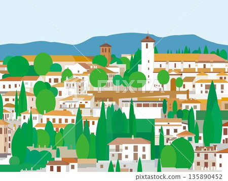 西班牙安達盧西亞格拉納達的夏日景色 135890452