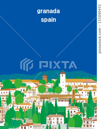 西班牙安達盧西亞格拉納達的夏日景色 135890455