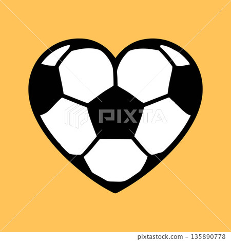 Heart-Shaped Soccer Ball Cartoon Illustration 135890778
