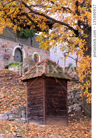 Old wooden outhouse in countryside Old wooden outhouse in countryside 135890917