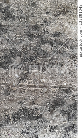 Close-up of a weathered gray surface showcasing intricate textures. 135891048