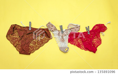 Sexy female lace underwear on a string 135891096