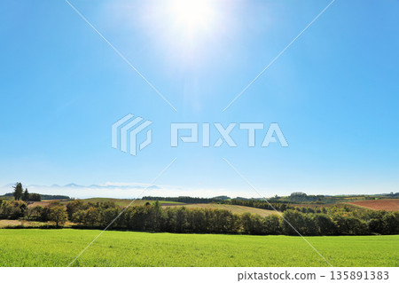 北海道夏天藍天和Biei風景 北海道夏天藍天和Biei風景 135891383