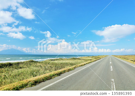 Blue sky and Orolon line in Hokkaido summer 135891393