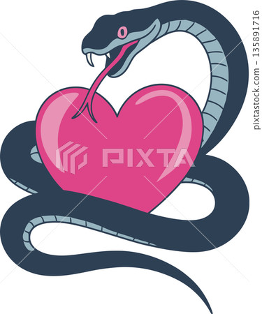 Snake Wrapped Around Heart of Passion Snake Wrapped Around Heart of Passion 135891716