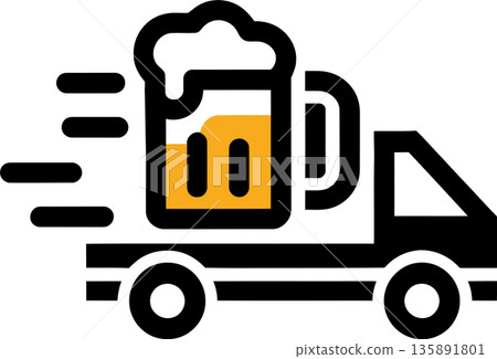 Beer Mug on Speedy Delivery Truck Logo Beer Mug on Speedy Delivery Truck Logo 135891801