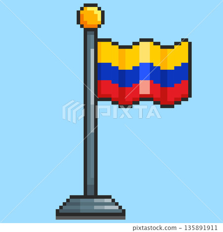 Pixel art Colombia Flag game asset design 135891911