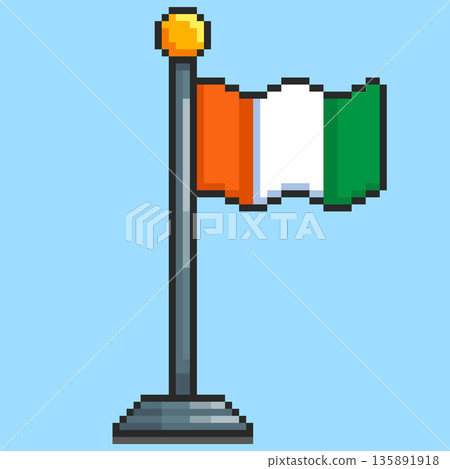 Pixel art Ivory Coast Flag game asset design 135891918