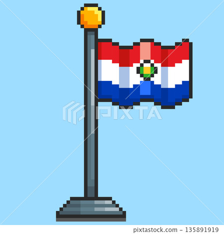 Pixel art Paraguay Flag game asset design 135891919