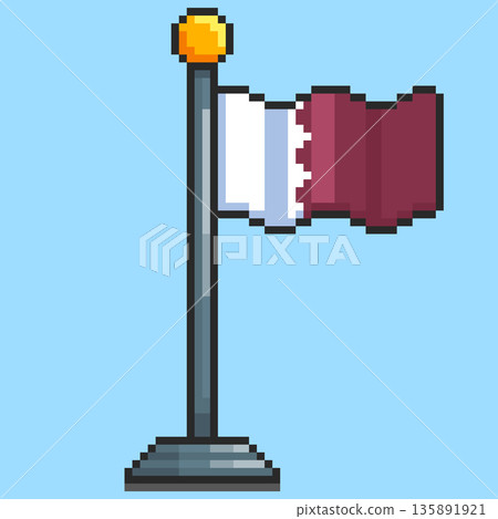 Pixel art Qatar Flag game asset design 135891921