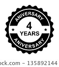 4 years anniversary gold icon vector for graphic design, logo, website, social media, mobile app, UI illustration 135892144
