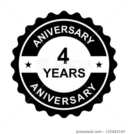 4 years anniversary gold icon vector for graphic design, logo, website, social media, mobile app, UI illustration 135892144