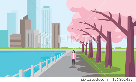 City Promenade During Cherry Blossom City Promenade During Cherry Blossom 135892453