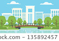 Modern City Park Bridge Spring 135892457