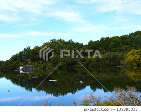 Sky reflected on the lake 135893018