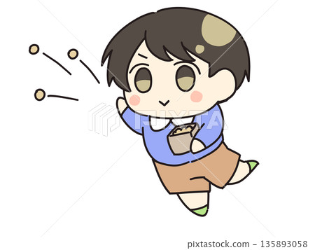 節分:男孩丟豆子 節分:男孩丟豆子 135893058