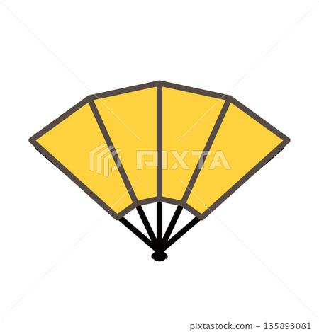 金色扇形圖標，吉祥簡約向量圖 135893081