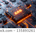 [AI-generated image] Futuristic and shining AI microchip art design 135893261