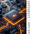 [AI-generated image] Futuristic and shining AI microchip art design 135893265