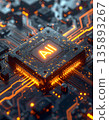 [AI-generated image] Futuristic and shining AI microchip art design 135893267