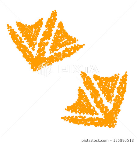 Crayon material: Hand-drawn illustration of waterfowl footprints Crayon material: Hand-drawn illustration of waterfowl footprints 135893518