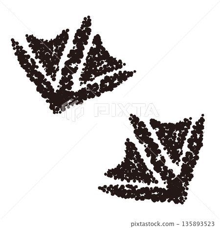 蠟筆材質：手繪水禽足跡插圖 135893523