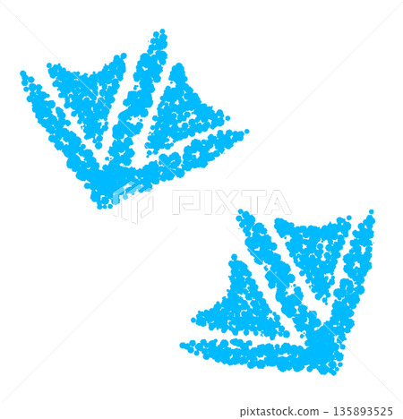 Crayon material: Hand-drawn illustration of waterfowl footprints 135893525