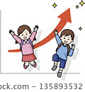 男孩女孩們為成績提高而高興 135893532