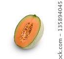 Orange cantaloupe melon isolated on white background. 135894045