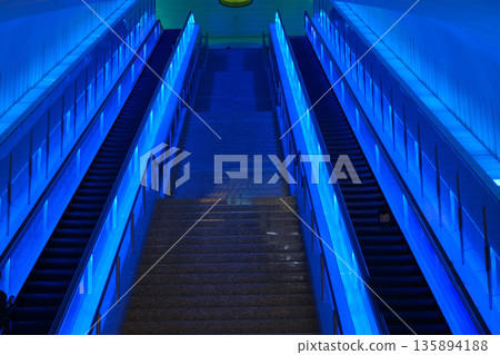 Blue escalator Blue 135894188