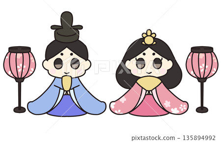 Hina Matsuri-Illustration of Cute Hina Doll Hina Matsuri-Illustration of Cute Hina Doll 135894992
